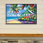 Green Cottage On The Beach by John Clark (18"H x 26"W x 1.5"D)