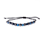 Beaded Hematite Bracelet Set // Blue