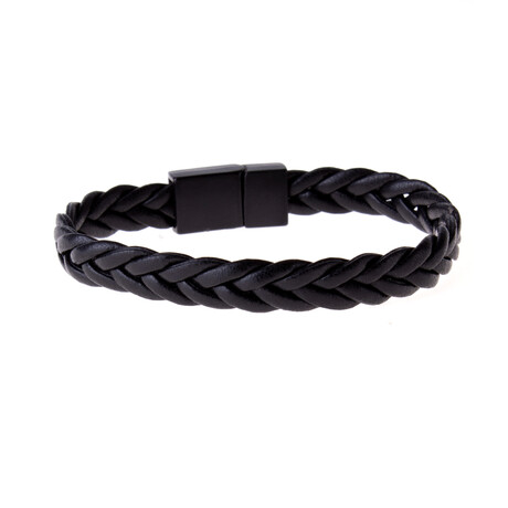 Braided Faux Leather Bracelet // Black