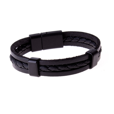 Faux Leather Bracelet // Black