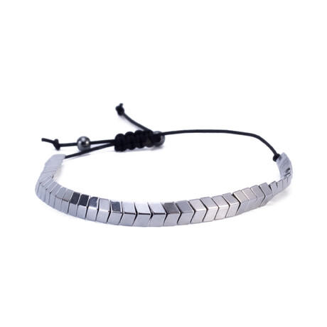 Beaded Point Arrow Shape Hematite Bracelet // Gray