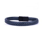 Braided Faux Leather Bracelet // Blue