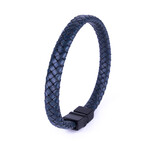 Braided Faux Leather Bracelet // Blue