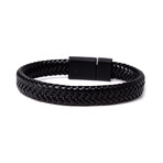 Braided Faux Leather Bracelet // Style 2 // Black