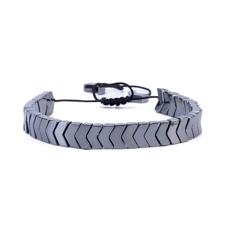 Beaded Arrow Shape Hematite Bracelet // Gray