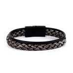 Braided Faux Leather Bracelet // White + Black
