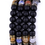 Beaded Onyx + Tiger Eye + Agate + Sodalite Bracelet Set // Multicolor