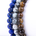 Lapis Lazuli + Jade + Tiger Eye Beaded Bracelet Set // Multicolor