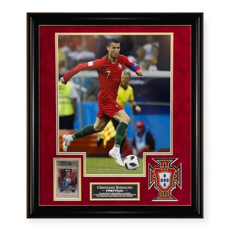 Cristiano Ronaldo // Autographed 2018 Panini Prizm World Cup Card + Framed Collage