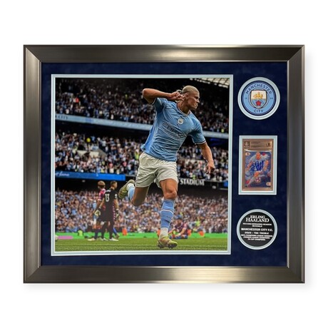 Erling Haaland // Autographed 2022 Topps Project22 Card + Framed Collage