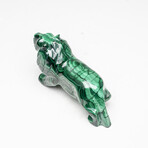 Genuine Polished Malachite Lion Carving // 213 g