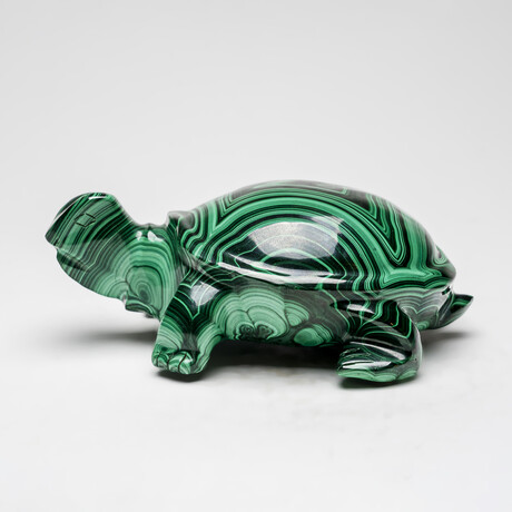 Genuine Polished Malachite Turtle Carving