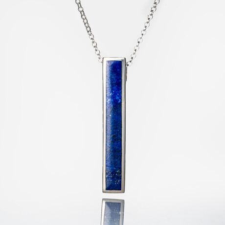 Genuine Lapis Lazuli Sterling Silver Pendant with 18" Sterling Silver Necklace