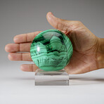 Genuine Polished Malachite Sphere with Acylic Stand // 2.25 lbs