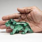 Genuine Polished Malachite Lion Carving // 223 g