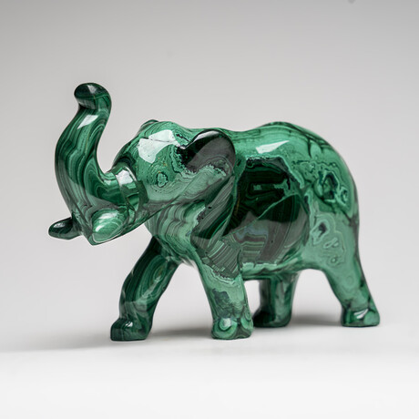 Genuine Polished Malachite Elephant Carving // 3.9 lbs