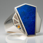 Genuine Lapis Lazuli Sterling Silver Men's Ring // Size 10.5