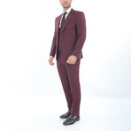 3-Piece Slim Fit Suit // Burgundy (Euro: 48)