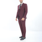 3-Piece Slim Fit Suit // Burgundy (Euro: 46)