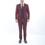 3-Piece Slim Fit Suit // Burgundy (Euro: 50)