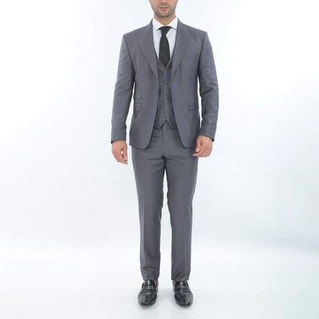 3-Piece Slim Fit Suit // Dark Gray (Euro: 44)