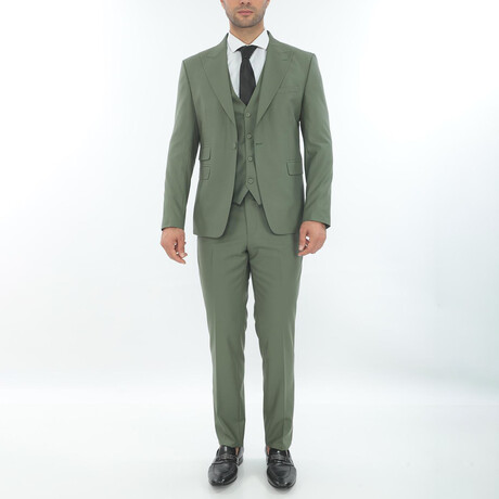 3-Piece Slim Fit Suit // Green (Euro: 44)