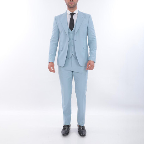 3-Piece Slim Fit Suit // Pale Blue (Euro: 44)