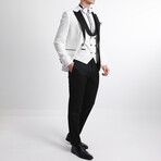 3-Piece Slim Fit Suit // White + Black (Euro: 44)