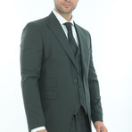 3-Piece Slim Fit Suit // Dark Green (Euro: 46)