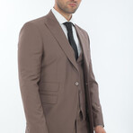 3-Piece Slim Fit Suit // Brown (Euro: 52)