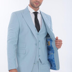 3-Piece Slim Fit Suit // Pale Blue (Euro: 46)