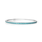 14K White Gold + Natural Aquamarine Gemstone Tennis Bracelet // 7" // New