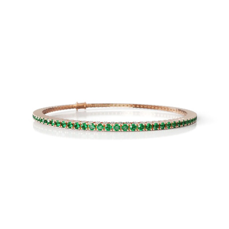 14K Rose Gold + Natural Emerald Tennis Bracelet // 7" // New