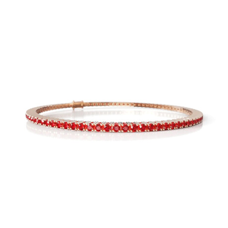 14K Rose Gold + Natural Ruby Tennis Bracelet // 7" // New