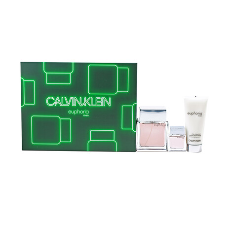 Men's Fragrance Gift Set // Euphoria Men by Calvin Klein Set (3.4 oz EDT/ 3.4 oz After-Shave Balm/ .5 oz EDT) // SET