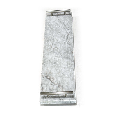 Pacific White Marble Rectangular Charcuterie Board with Handles // V1