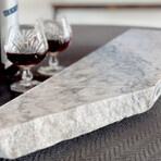 Pacific White Marble Rectangular Charcuterie Board with 1 Live Edge // V7