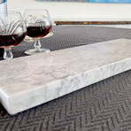 Pacific White Marble Rectangular Charcuterie Board with 1 Live Edge // V8