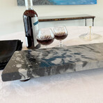 Orca Black Marble Rectangular Charcuterie Board with 1 Live Edge