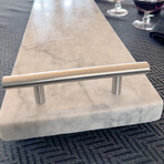 Pacific White Marble Rectangular Charcuterie Board with Handles // V1