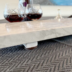 Pacific White Marble Rectangular Charcuterie Board with 1 Live Edge // V4