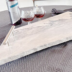 Pacific White Marble Irregular Charcuterie Board with 2 Live Edges and Handles