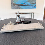 Pacific White Marble Rectangular Charcuterie Board with Handles // V1
