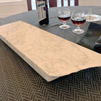 Pacific White Marble Rectangular Charcuterie Board with 1 Live Edge // V1
