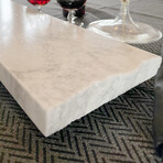 Pacific White Marble Rectangular Charcuterie Board with 1 Live Edge // V6