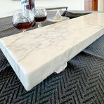 Pacific White Marble Rectangular Charcuterie Board with 1 Live Edge // V3