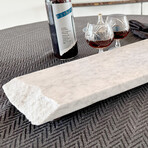Pacific White Marble Irregular Charcuterie Board with 1  Live Edge // V1