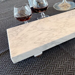 Pacific White Marble Rectangular Charcuterie Board with 1 Live Edge // V4