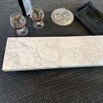Pacific White Marble Rectangular Charcuterie Board with 1 Live Edge // V2