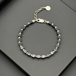 Men // Plated Zinc + Natural Stone Bracelet // Silver